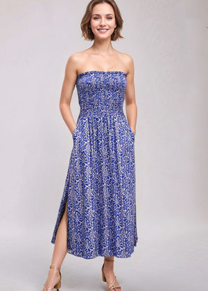 Portofino Strapless Midi Dress - Magnolia Blue