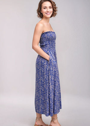Portofino Strapless Midi Dress - Magnolia Blue