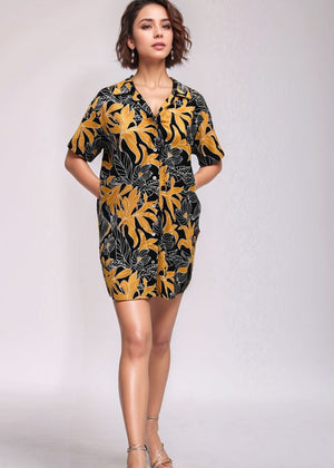 Calabria Shirtdress - Tropical Black