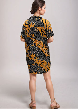 Calabria Shirtdress - Tropical Black
