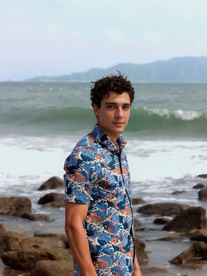 Koi and Waves - Teal