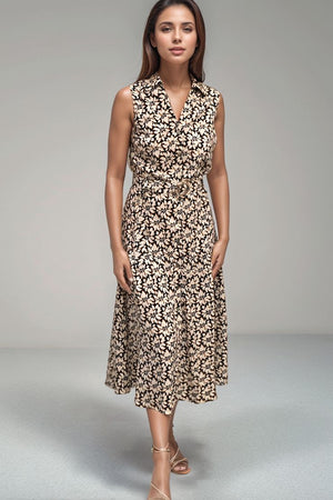 Amora Midi Shirtdress - Bloomcrest Black