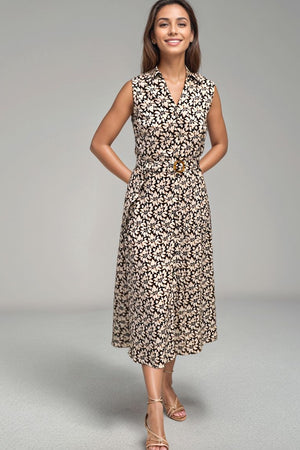 Amora Midi Shirtdress - Bloomcrest Black