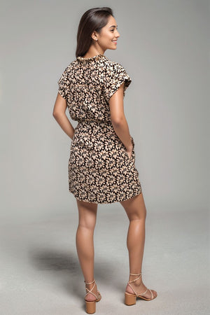 Aurora Mini Dress - Bloomcrest Black