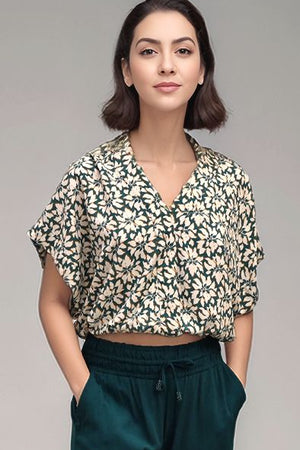 Adora Top - Bloomcrest Petrol