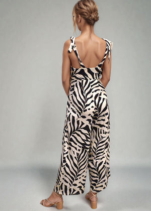 HAZEL JUMPSUIT - MONOCHROME PALMS