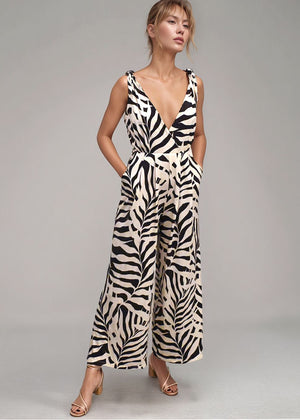 HAZEL JUMPSUIT - MONOCHROME PALMS