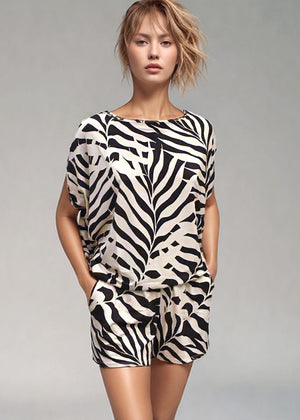 SAYGE TOP - MONOCHROME PALMS