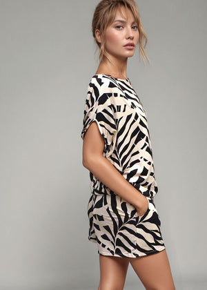 SAYGE TOP - MONOCHROME PALMS