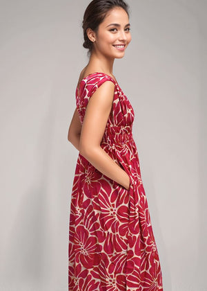 Moana Maxi Dress - Vintage Flowers Raspberry