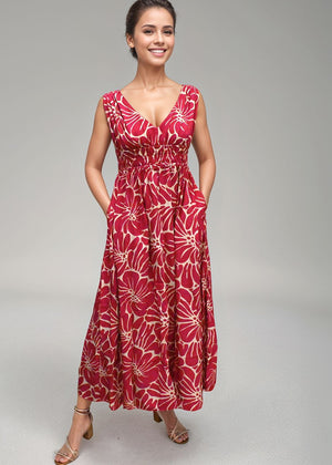 Moana Maxi Dress - Vintage Flowers Raspberry