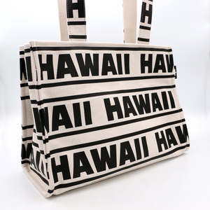 The Hawaii Tote- White with Black