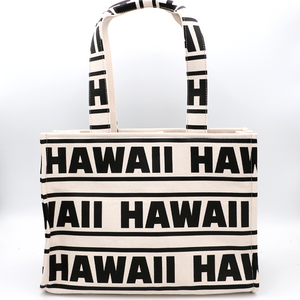 The Hawaii Tote- White with Black