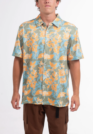 Ode to the Islands Tech Button Up - Saffron Multi