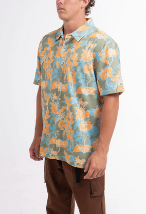 Ode to the Islands Tech Button Up - Saffron Multi