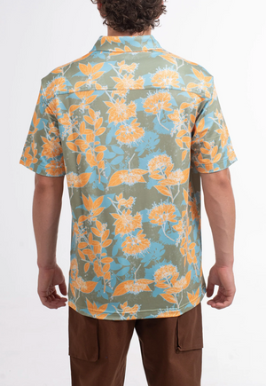 Ode to the Islands Tech Button Up - Saffron Multi