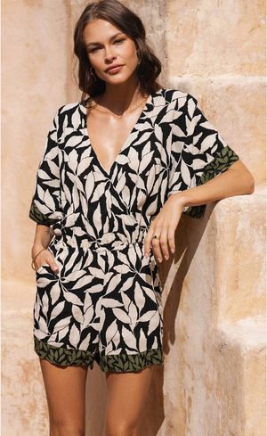 Wailea Romper - Laleen / Petaline Black