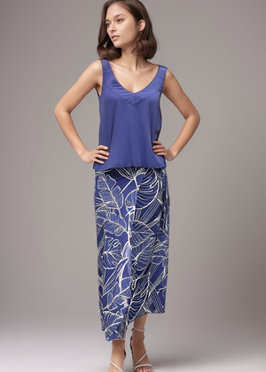 Island Wrap Skirt - Blue Palm