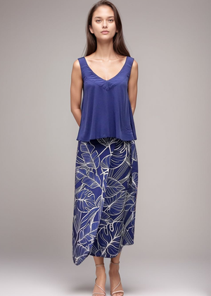 Island Wrap Skirt - Blue Palm