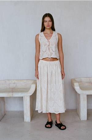 Cannes Eyelet Skirt in Natural
