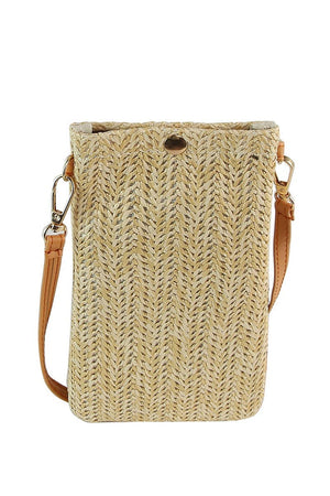 Straw Cell Phone Purse Crossbody Bag
