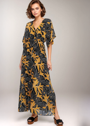 Poppy Maxi Dress - Tropical Black