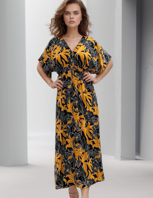 Poppy Maxi Dress - Tropical Black