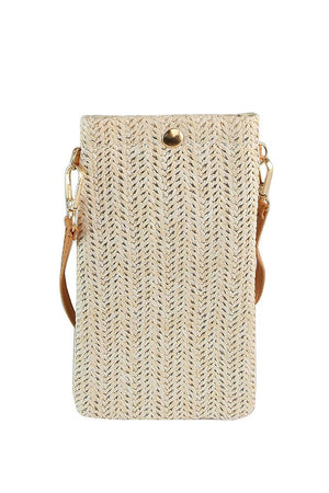 Straw Cell Phone Purse Crossbody Bag