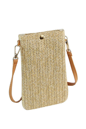 Straw Cell Phone Purse Crossbody Bag