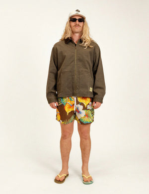 Tropical Floral Swim Short - Brown