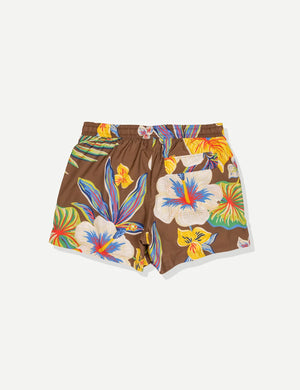 Tropical Floral Swim Short - Brown