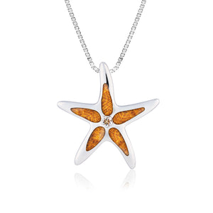Koa Starfish with Diamond Pendant