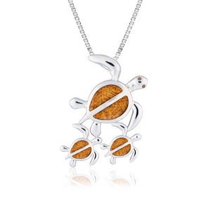 Koa Honu Family Pendant