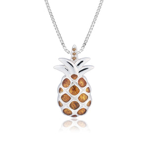 Koa Pineapple with Diamond Pendant