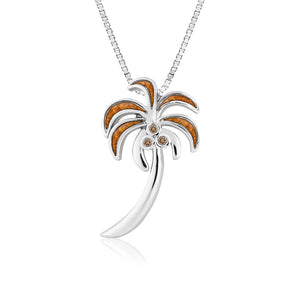 Koa Palm Tree with Diamond Pendant