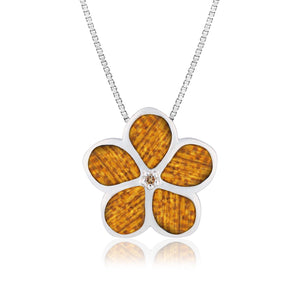 Koa Plumeria with Diamond Pendant