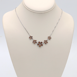 5 Plumeria Sterling Silver Koa Inlay Necklace