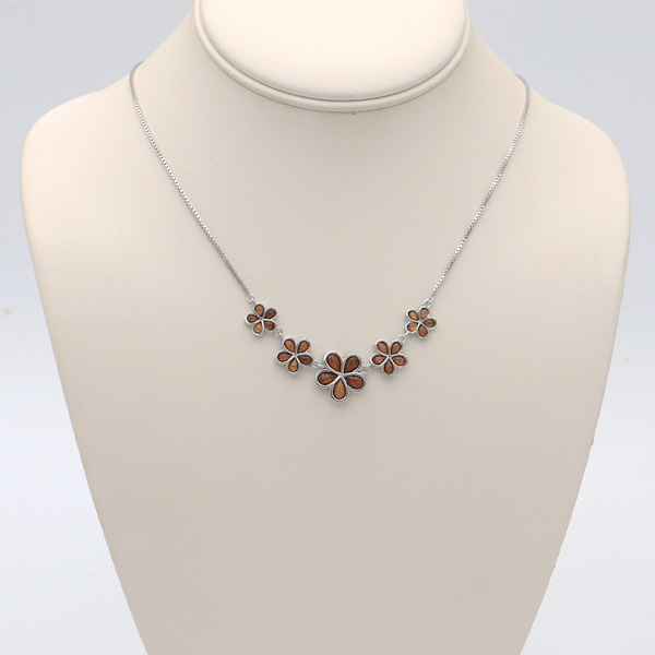 5 Plumeria Sterling Silver Koa Inlay Necklace