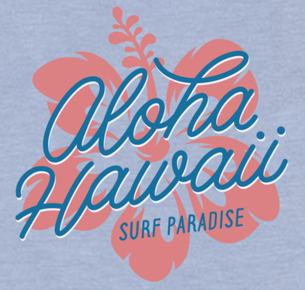 Aloha Hawaii Hibiscus Dames T-shirt met korte mouwen - Heather Prism Blue