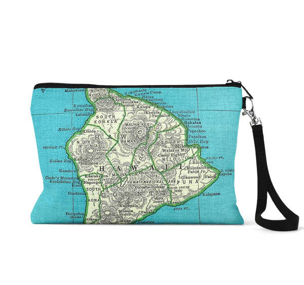 Big Island Hawaii Map Wristlet Pouch