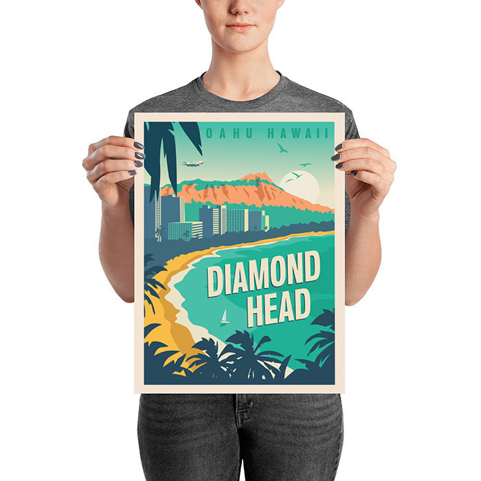 Oahu's Diamond Head 12 x 18 Poster