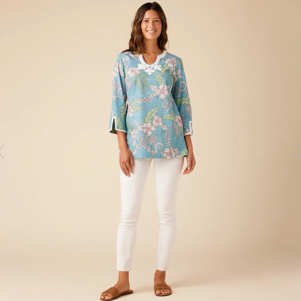 Fancy Biscus Soutache Tunic - Stormy Sky