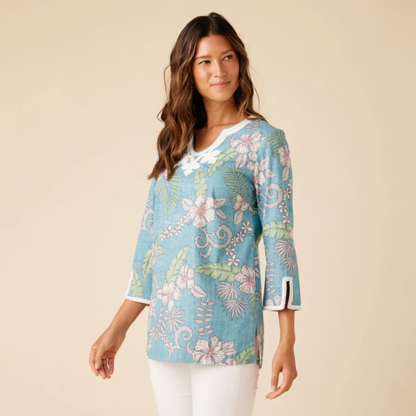 Fancy Biscus Soutache Tunic - Stormy Sky