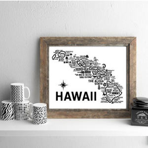 Hawaii Map Wall Prints