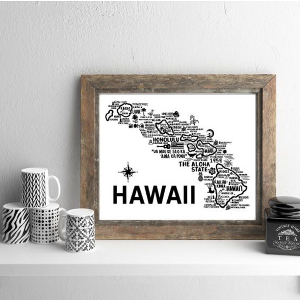 Hawaii Map Wall Prints