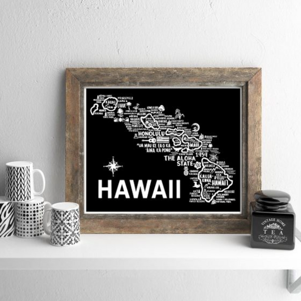 Hawaii Map Wall Prints