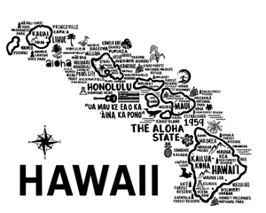 Hawaii Map Wall Prints