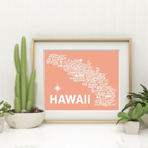 Hawaii Map Wall Prints