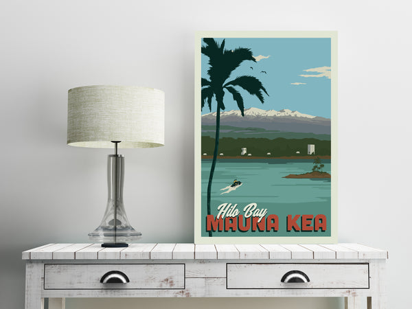 Poster van 12 x 18 van de Hilo-baai in Hawaï