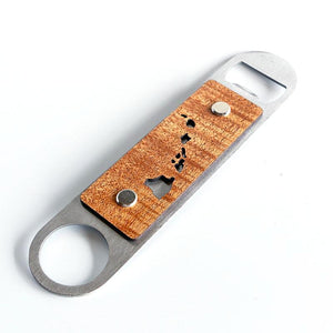 Hawaiian Island Chain Koa Stainless Steel Bottle Opener